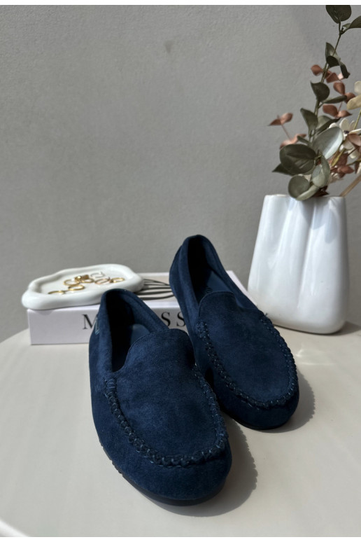 Women's Eco Suede Moccasins, Navy Blue Amrutia Women's Eco Suede Moccasins, Navy Blue Amrutia