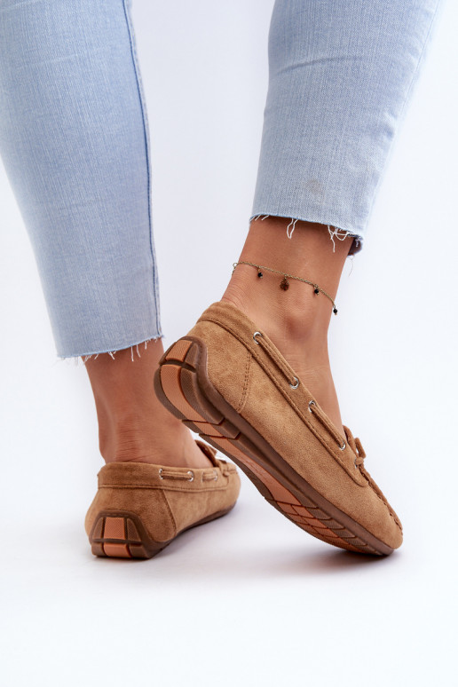 Women's Suede Moccasins Camel Si Passione