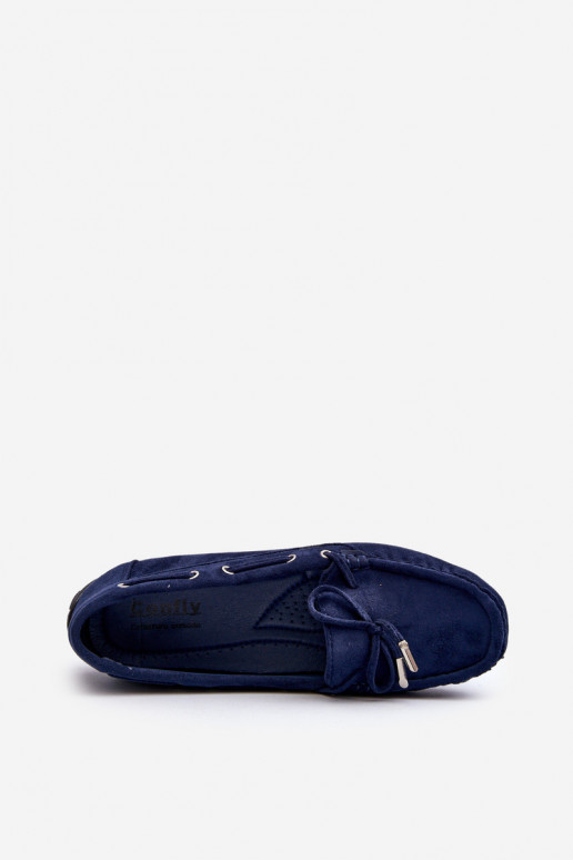 Women's Navy Suede Moccasins Si Passione