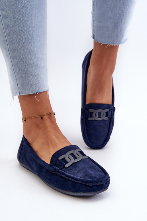 Women's Stylish Suede Moccasins Navy Blue Rabell Women's Stylish Suede Moccasins Navy Blue Rabell