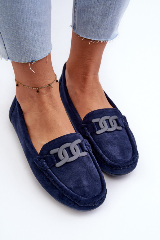 Women's Stylish Suede Moccasins Navy Blue Rabell Women's Stylish Suede Moccasins Navy Blue Rabell