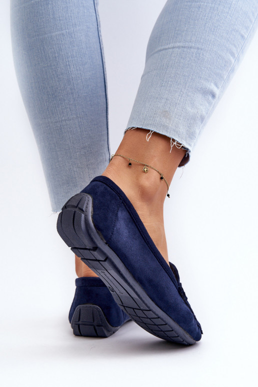 Women's Stylish Suede Moccasins Navy Blue Rabell Women's Stylish Suede Moccasins Navy Blue Rabell