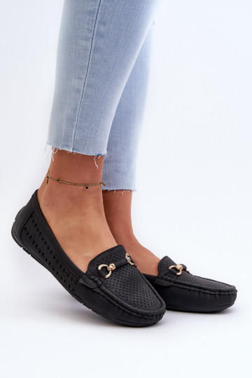 Women's Black Lattice Loafers Rasirna 2
