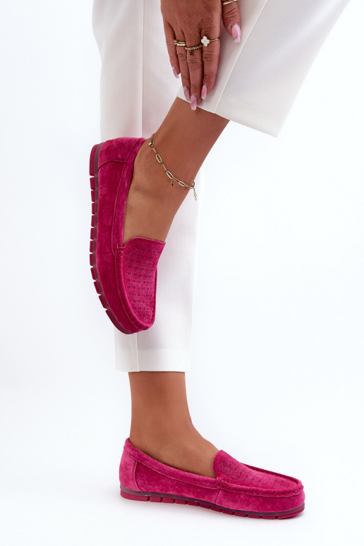 Pink Women's Suede Moccasins S.Barski LR755 Pink Women's Suede Moccasins S.Barski LR755