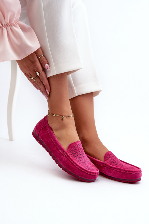 Pink Women's Suede Moccasins S.Barski LR755 Pink Women's Suede Moccasins S.Barski LR755