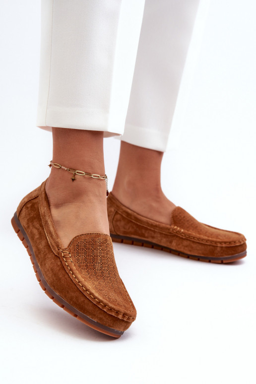 Women's Suede Moccasins Camel S.Barski LR755 Women's Suede Moccasins Camel S.Barski LR755
