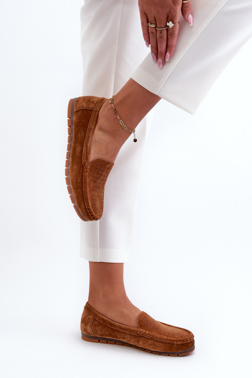 Women's Suede Moccasins Camel S.Barski LR755 Women's Suede Moccasins Camel S.Barski LR755