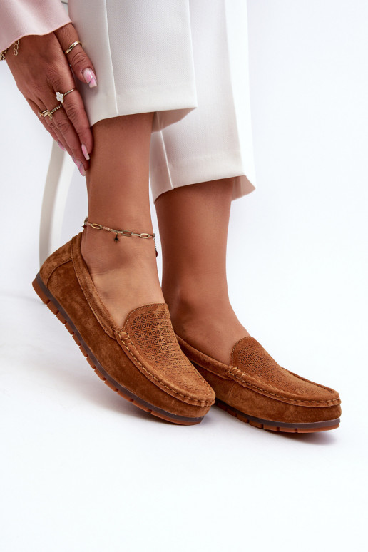 Women's Suede Moccasins Camel S.Barski LR755 Women's Suede Moccasins Camel S.Barski LR755