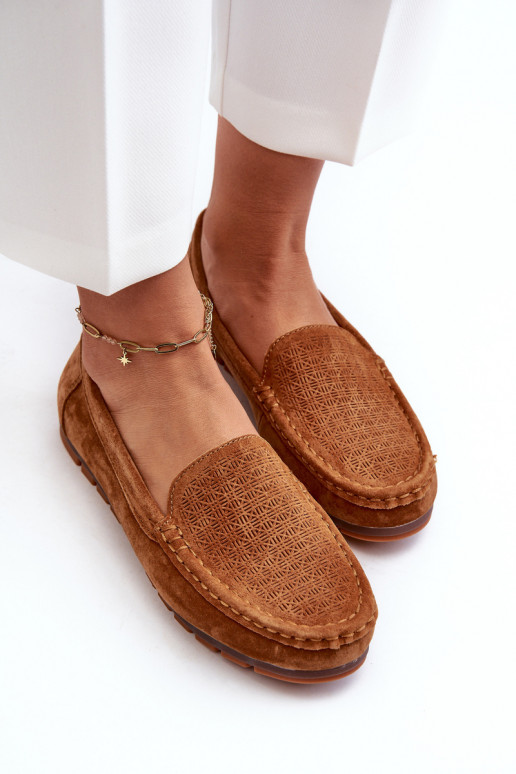 Women's Suede Moccasins Camel S.Barski LR755 Women's Suede Moccasins Camel S.Barski LR755