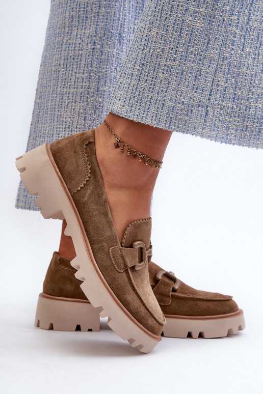 Women's Suede Moccasins with Decoration D&A TW117 Brown Women's Suede Moccasins with Decoration D&A TW117 Brown