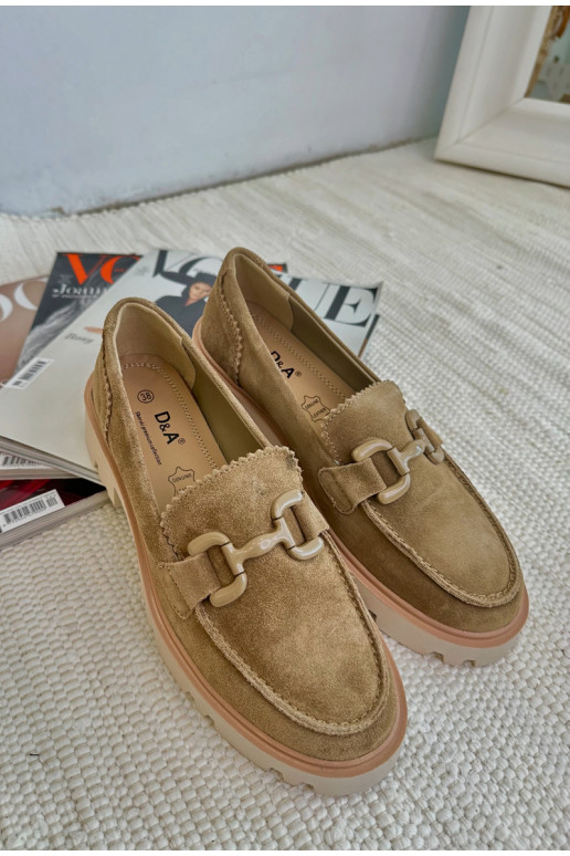 Women's Suede Moccasins with Decoration D&A TW117 Brown Women's Suede Moccasins with Decoration D&A TW117 Brown