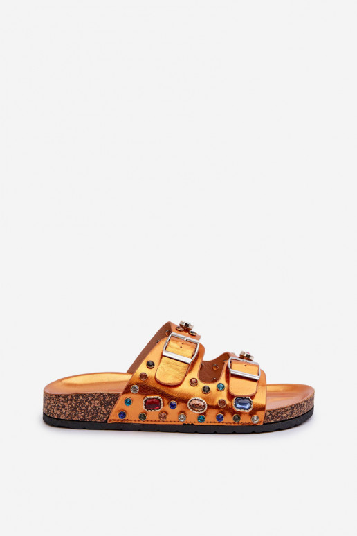 Decorated Women's Flip Flops with Buckles S.Barski MY121 Orange