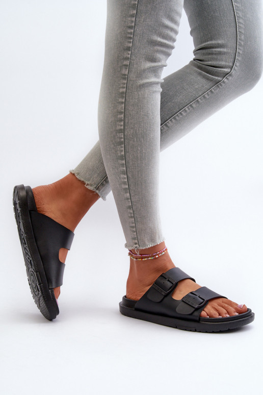 Light Foam Women's Flip Flops With Buckles Big Star NN274A750 Black