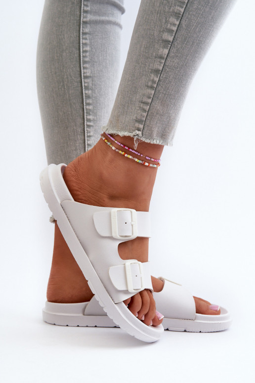 Light Foam Women's Slides With Buckles Big Star NN274A751 White