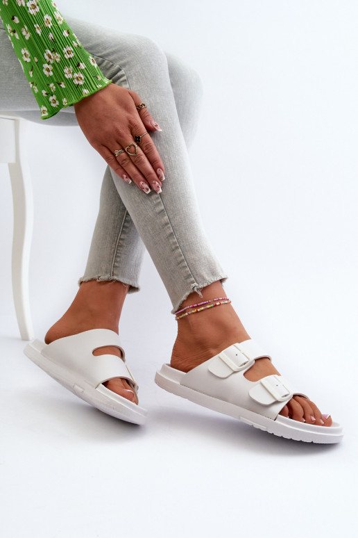 Light Foam Women's Slides With Buckles Big Star NN274A751 White