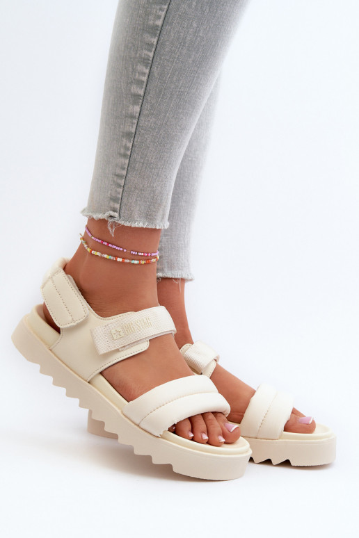 Women's Platform Sandals by Big Star NN274751 Beige Women's Platform Sandals by Big Star NN274751 Beige