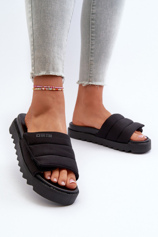 Women's Platform Slides Big Star NN274772 Black Women's Platform Slides Big Star NN274772 Black