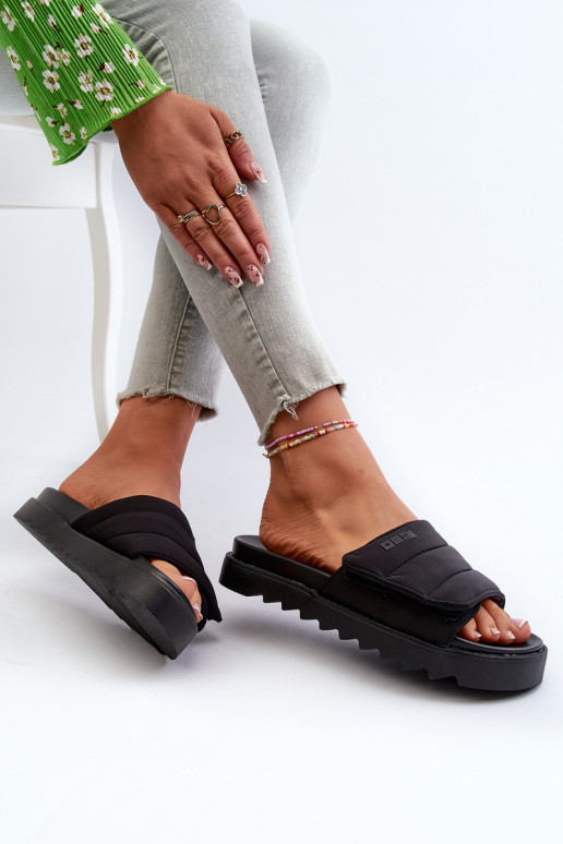 Women's Platform Slides Big Star NN274772 Black Women's Platform Slides Big Star NN274772 Black