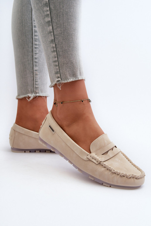 Women's Beige Faux Leather Loafers Celoria