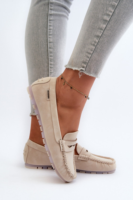 Women's Beige Faux Leather Loafers Celoria