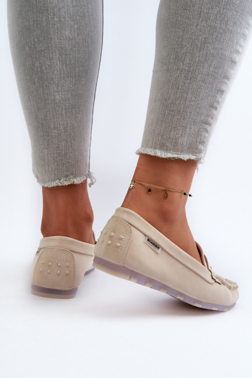 Women's Beige Faux Leather Loafers Celoria