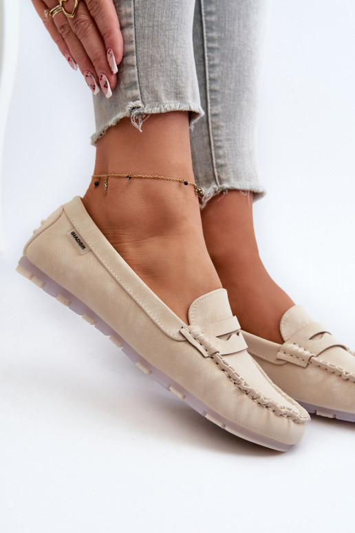 Women's Beige Faux Leather Loafers Celoria