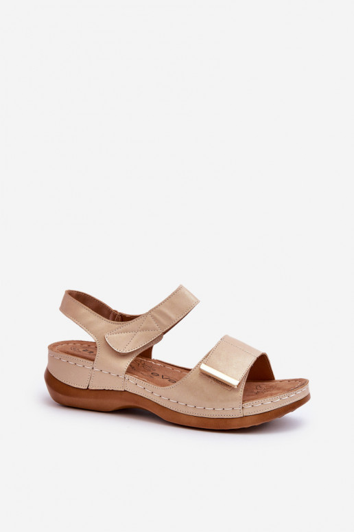 Comfortable Women's Sandals with Velcro Beige Iphiope Comfortable Women's Sandals with Velcro Beige Iphiope