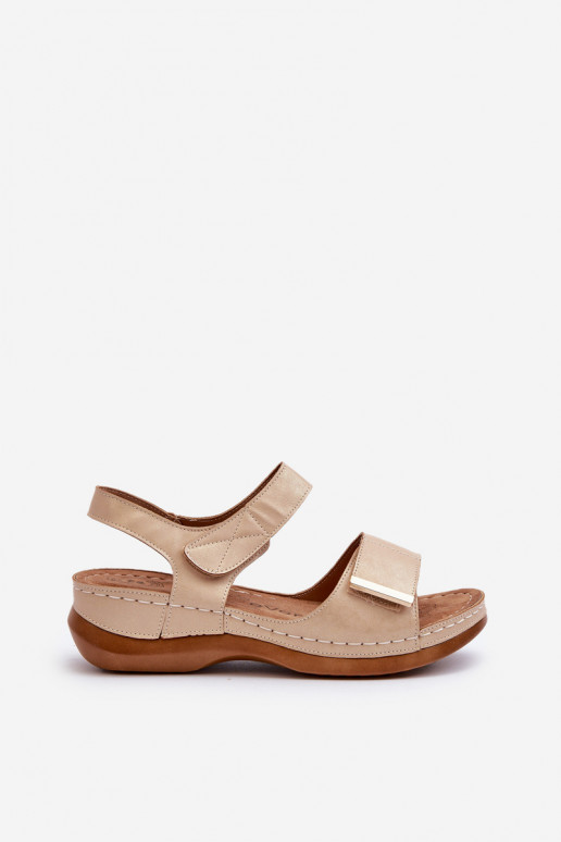 Comfortable Women's Sandals with Velcro Beige Iphiope Comfortable Women's Sandals with Velcro Beige Iphiope