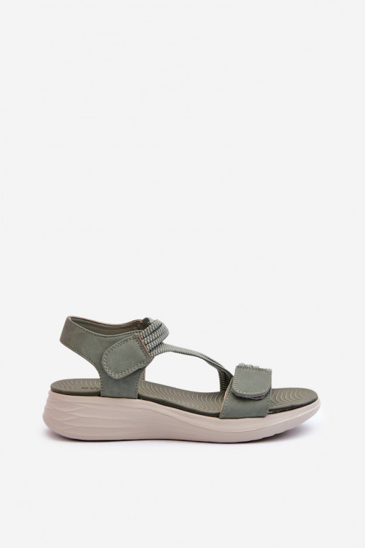 Women's Comfortable Green Velcro Sandals Eladora