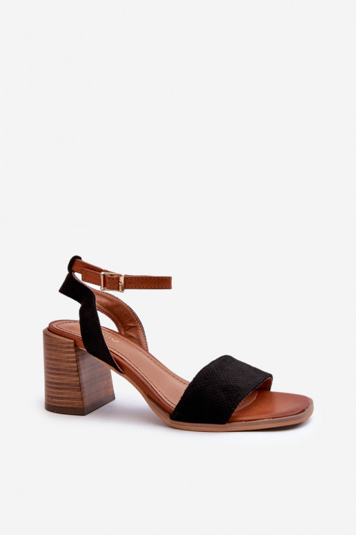 Women's High Heel Sandals Made of Eco Suede Black Ronvia