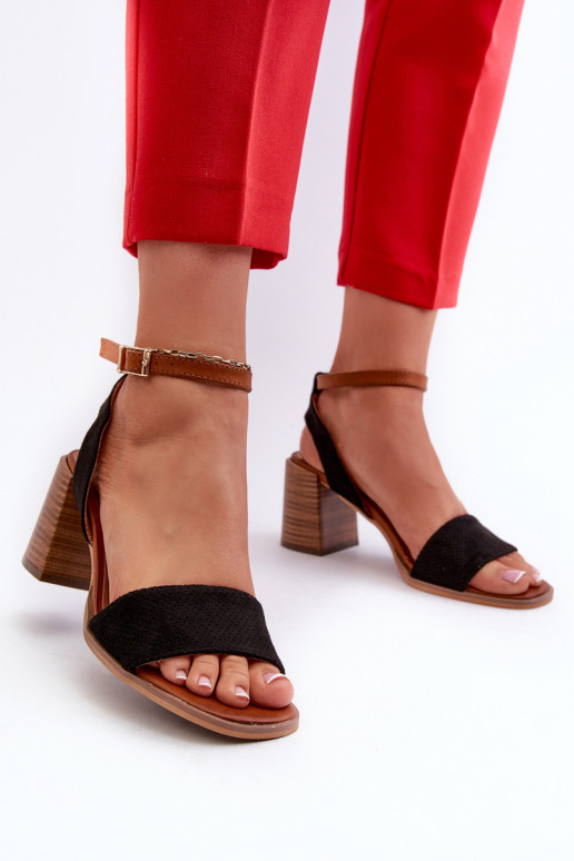 Women's High Heel Sandals Made of Eco Suede Black Ronvia