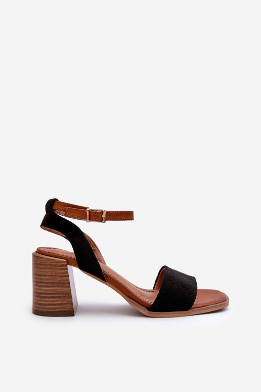 Women's High Heel Sandals Made of Eco Suede Black Ronvia