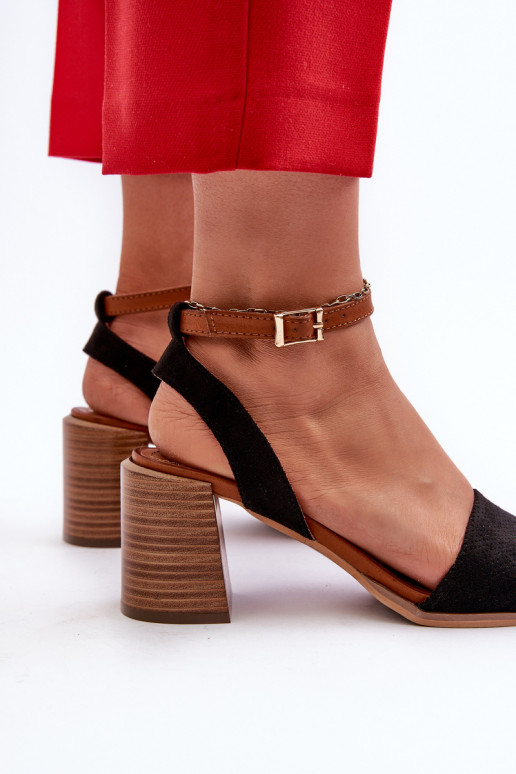 Women's High Heel Sandals Made of Eco Suede Black Ronvia