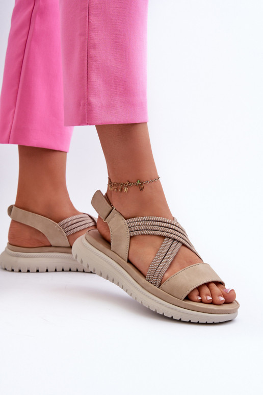 Light Women's Comfortable Velcro Sandals Beige Ceclea Light Women's Comfortable Velcro Sandals Beige Ceclea