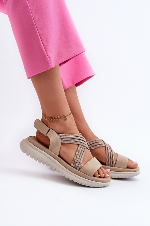 Light Women's Comfortable Velcro Sandals Beige Ceclea Light Women's Comfortable Velcro Sandals Beige Ceclea