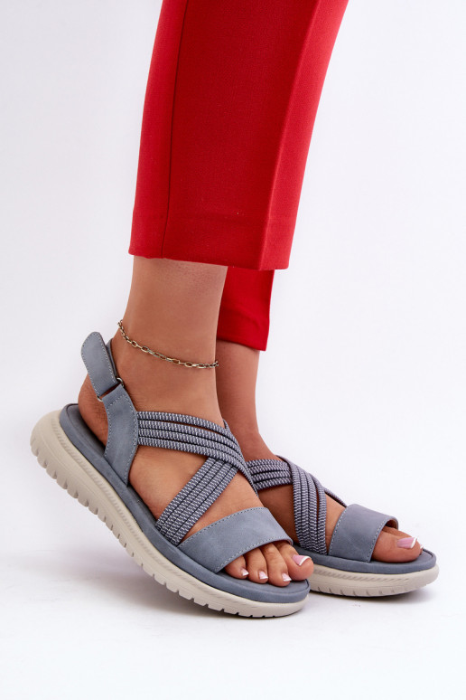 Light Women's Comfortable Velcro Sandals Blue Ceclea