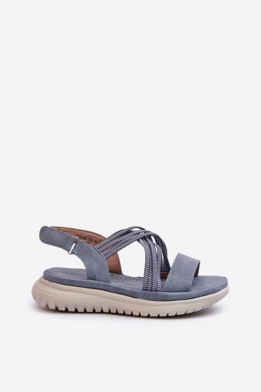 Light Women's Comfortable Velcro Sandals Blue Ceclea