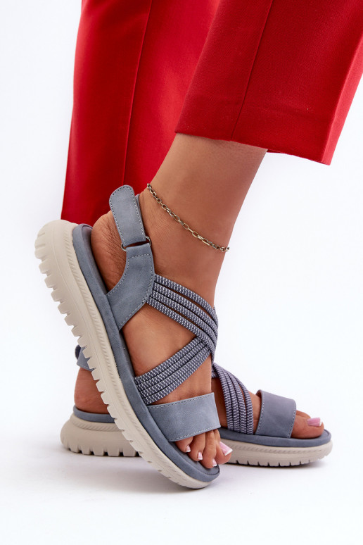 Light Women's Comfortable Velcro Sandals Blue Ceclea