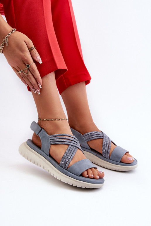 Light Women's Comfortable Velcro Sandals Blue Ceclea