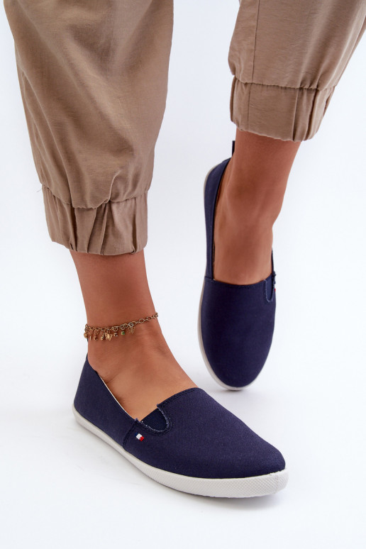 Women's Navy Slip-On Canvas Sneakers Adrancia Women's Navy Slip-On Canvas Sneakers Adrancia