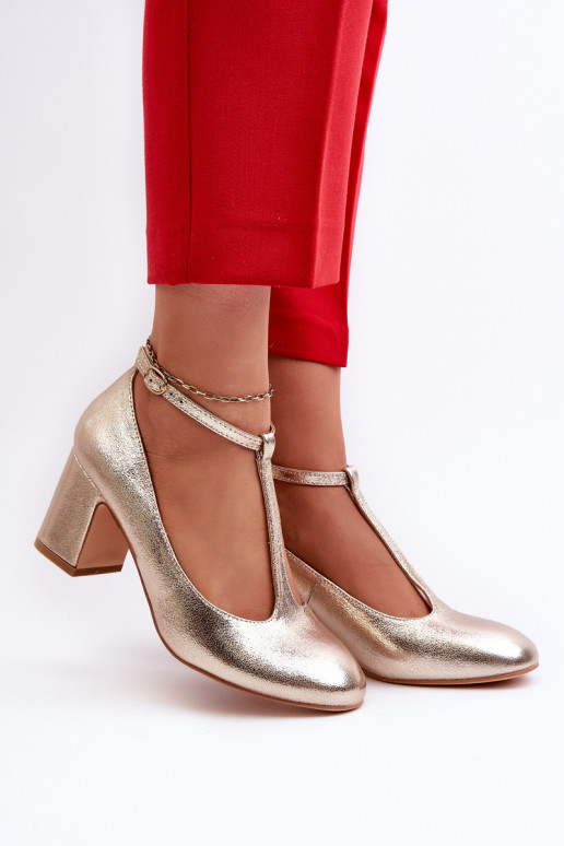 Faux Leather Pumps on Block Heel Gold Raniyah Faux Leather Pumps on Block Heel Gold Raniyah