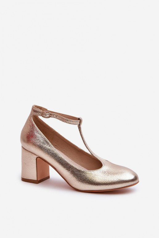Faux Leather Pumps on Block Heel Gold Raniyah Faux Leather Pumps on Block Heel Gold Raniyah