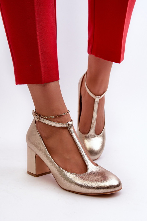 Faux Leather Pumps on Block Heel Gold Raniyah Faux Leather Pumps on Block Heel Gold Raniyah