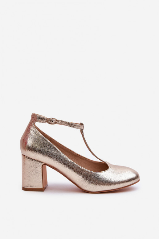 Faux Leather Pumps on Block Heel Gold Raniyah Faux Leather Pumps on Block Heel Gold Raniyah