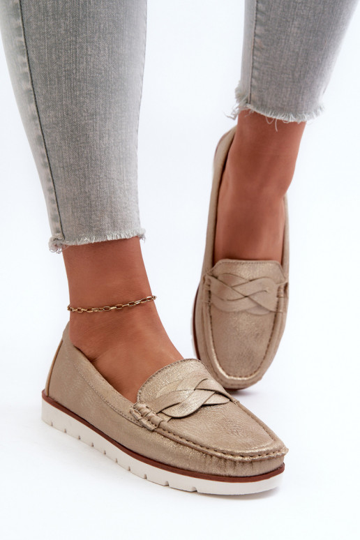 Women's Loafers Made of Eco Leather in Gold Nestalia Women's Loafers Made of Eco Leather in Gold Nestalia