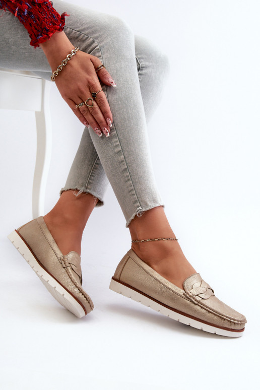 Women's Loafers Made of Eco Leather in Gold Nestalia Women's Loafers Made of Eco Leather in Gold Nestalia