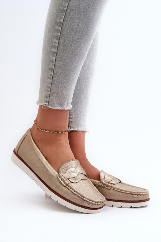 Women's Loafers Made of Eco Leather in Gold Nestalia Women's Loafers Made of Eco Leather in Gold Nestalia