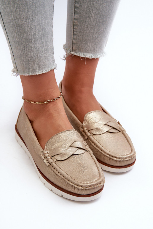 Women's Loafers Made of Eco Leather in Gold Nestalia Women's Loafers Made of Eco Leather in Gold Nestalia
