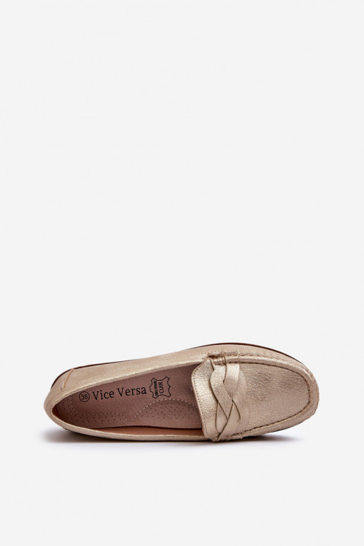Women's Loafers Made of Eco Leather in Gold Nestalia Women's Loafers Made of Eco Leather in Gold Nestalia