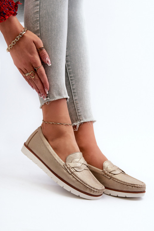 Women's Loafers Made of Eco Leather in Gold Nestalia Women's Loafers Made of Eco Leather in Gold Nestalia